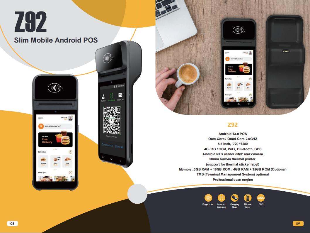 Android 13.0 ZCS Z92 Mobile Handheld All in One Pos Terminal