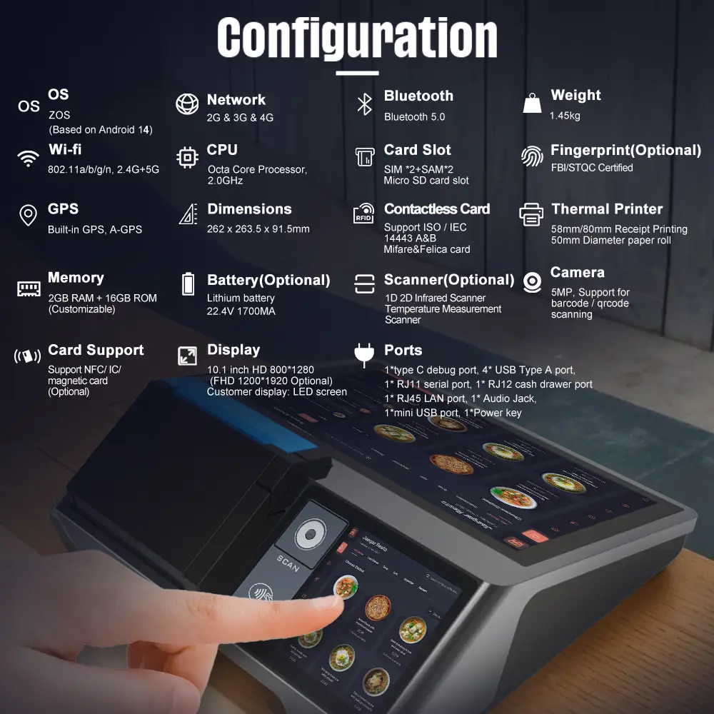 Android Tablet POS All-in-One Solution for Restaurants Retail