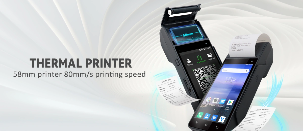 Z90 built-in 58mm thermal printer — handheld android POS receipt printing Z90 built-in 58mm thermal printer — handheld android POS receipt printing
