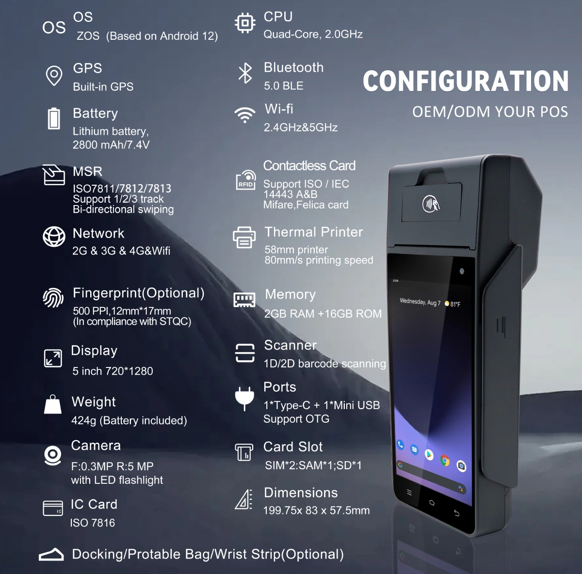 Z90 4G POS android configuration Z90 4G POS android configuration