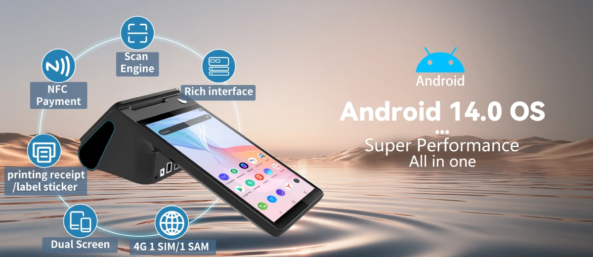 Z108 android smart POS overview — dual touch screen POS machine with 58mm 80mm printer Z108 android smart POS overview — dual touch screen POS machine with 58mm 80mm printer