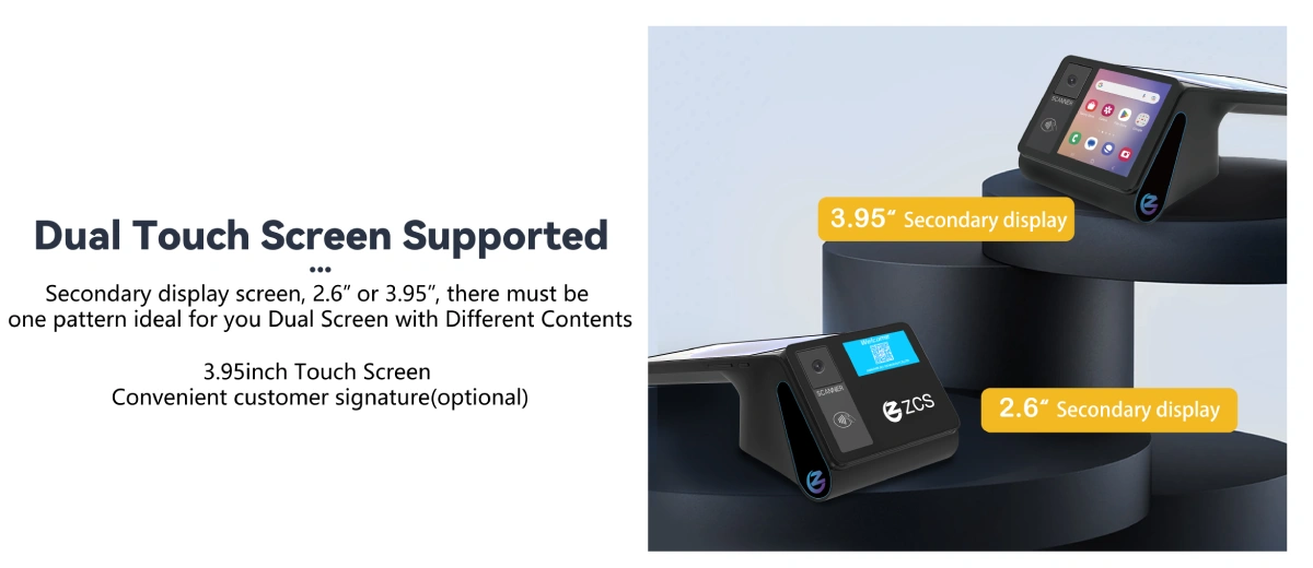 Z108 dual touch screen POS — synchronous and independent display android POS system Z108 dual touch screen POS — synchronous and independent display android POS system