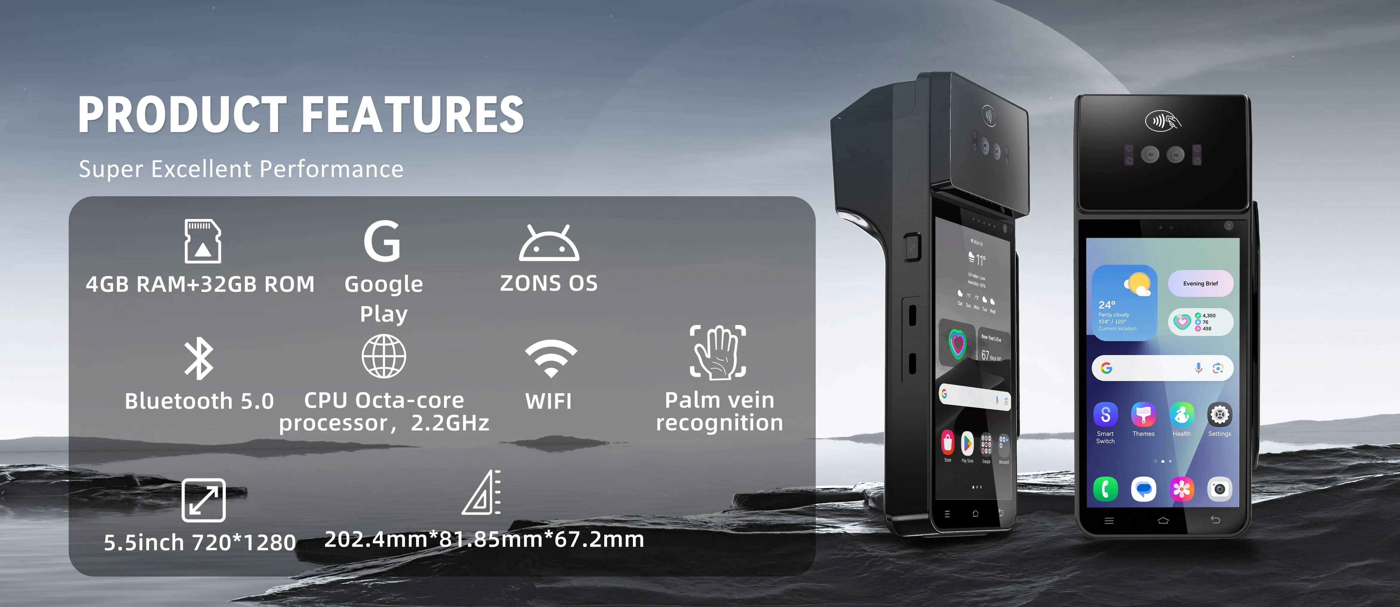 Z90NP palm vein POS terminal — biometric payment features overview