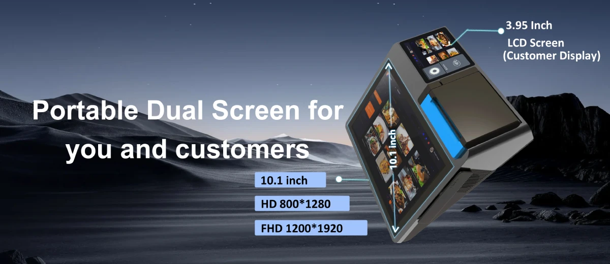 Portable Dual Screen Cash Register POS for You and Your Customers Portable Dual Screen Cash Register POS for You and Your Customers